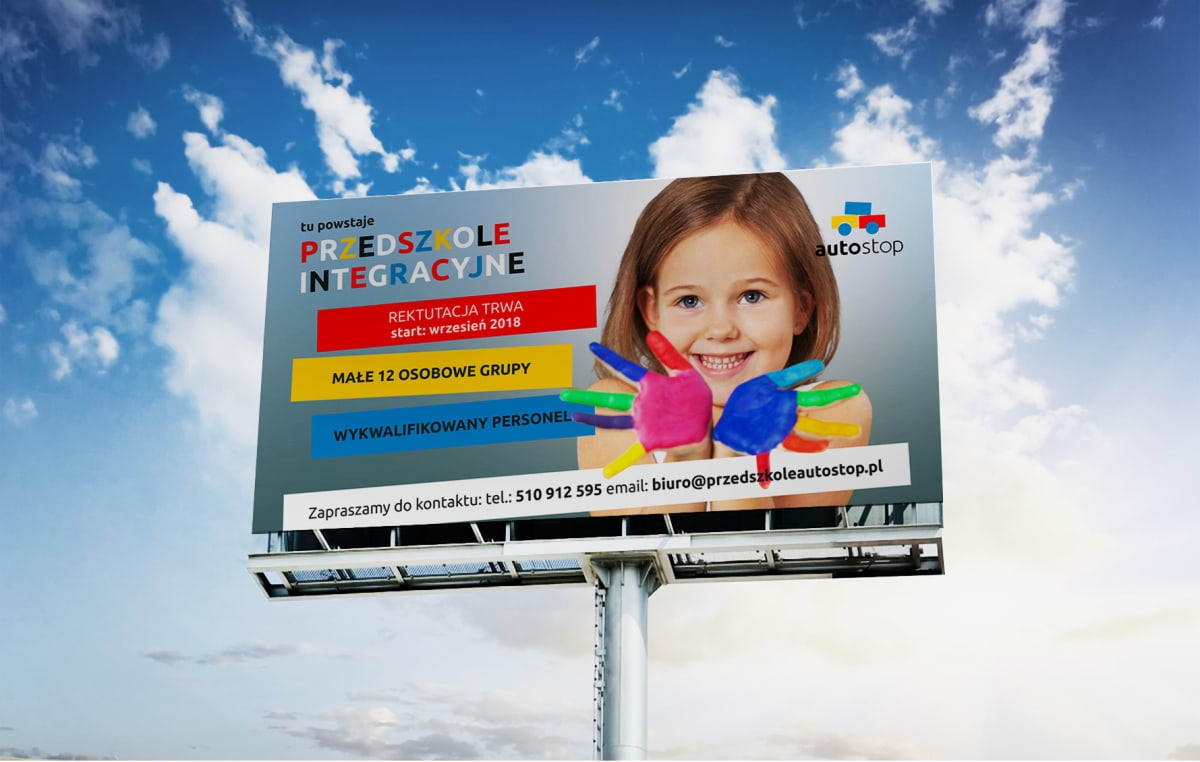 przedszkole integracyjne autostop billboard banner projekt grafika 2