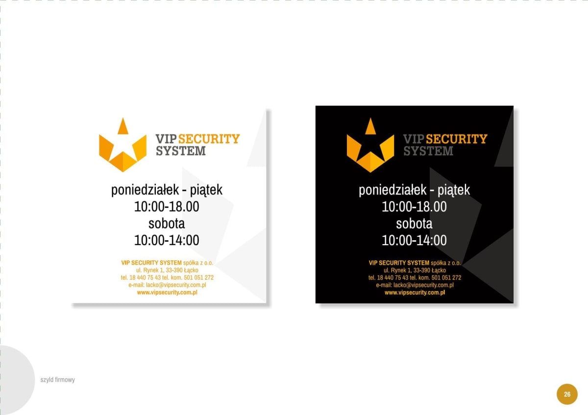 VIP Security SYstem rebranding księga znaku