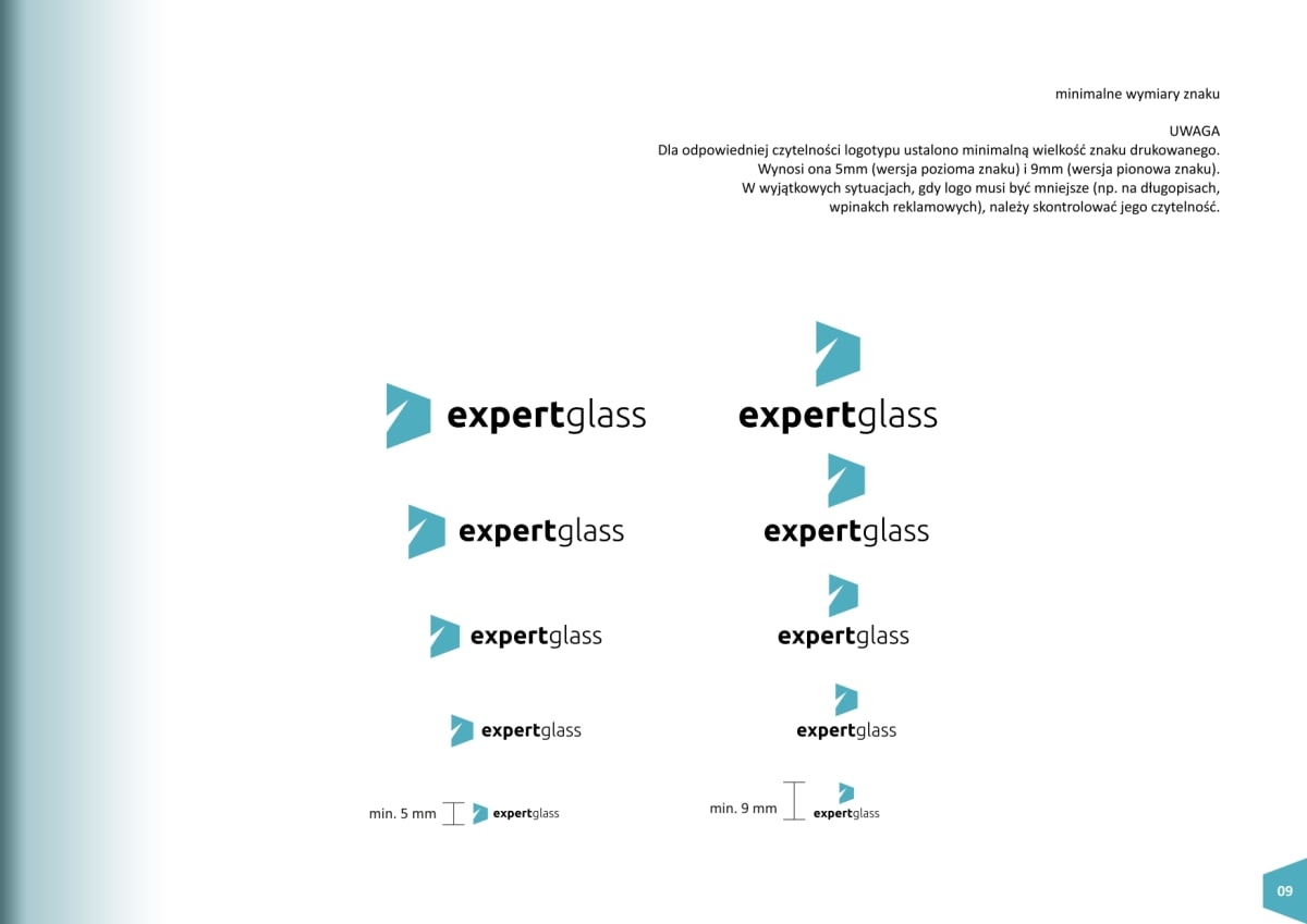 Expert glass brandbook logo księga identyfikacji